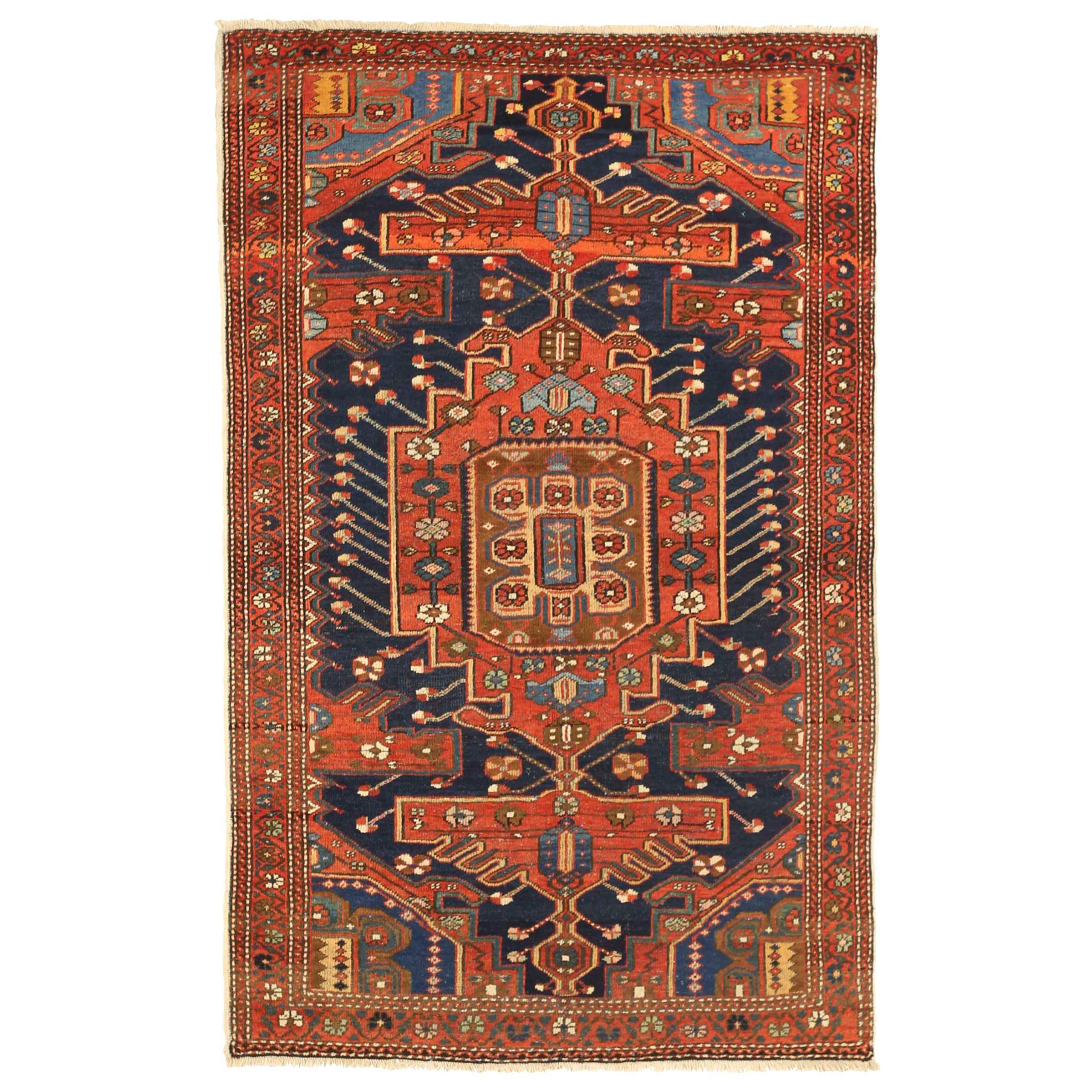 Alfombra Persa Malayer Pequeña - Lana Azul Rojo Amarillo 71241
