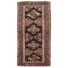 Tappeto persiano Hamadan di piccole dimensioni, circa 1910 - Lana blu blu navy rosso giallo 71248