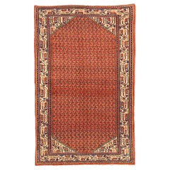 Alfombra Persa Malayer Pequeña - Lana Marfil Azul Marino Rojo 71323