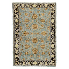 Persian Sarouk Small Rug Circa 1940 - Wool Blue Ivory Yellow 71340