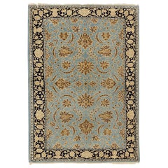 Persian Sarouk Small Rug Circa 1940 - Wool Blue Ivory Yellow 71341