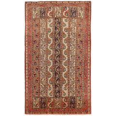 Persian Qom Small Rug - Wool Brown Ivory Red 71343