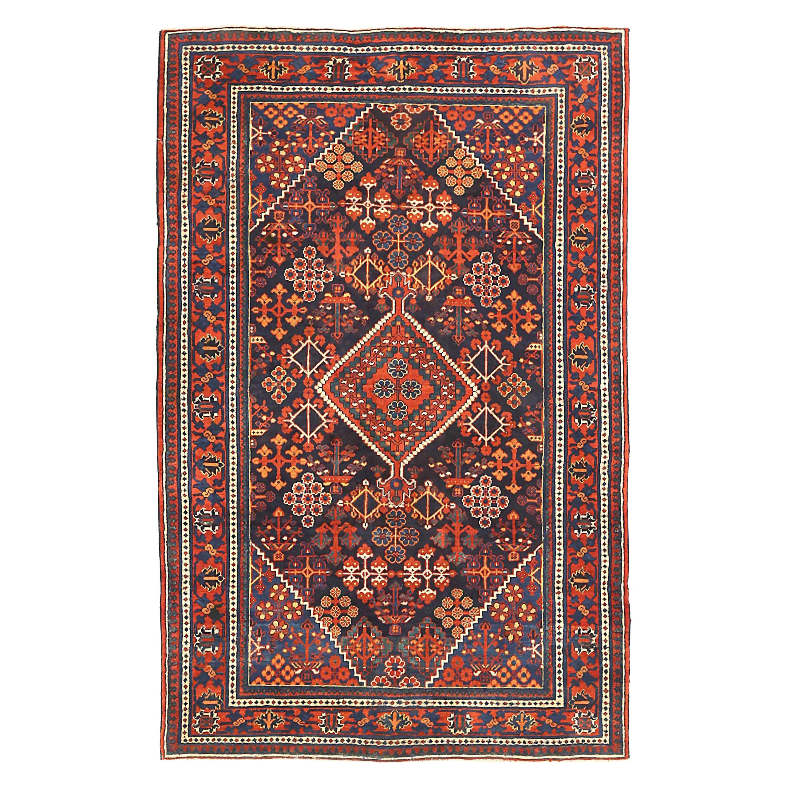 Persischer Joshagan Kleiner Teppich - Wolle Marineblau Rot Gelb 71349