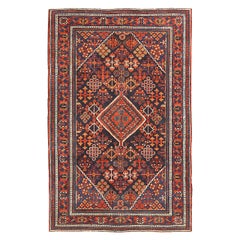 Persian Joshagan Small Rug - Wool Navy Blue Red Yellow 71349