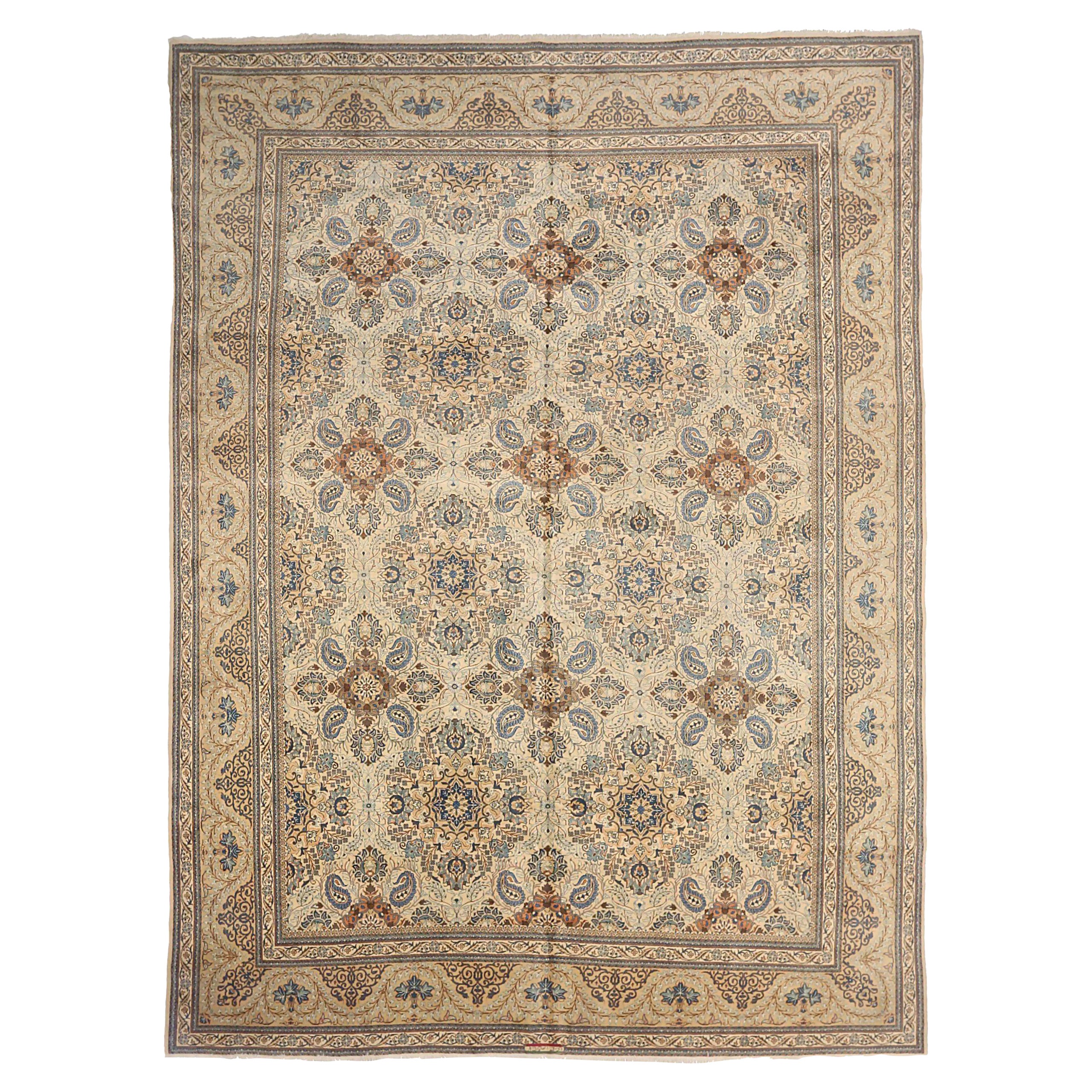 Alfombras Persas Kashan - Lana Azul Marfil Rosa 71357