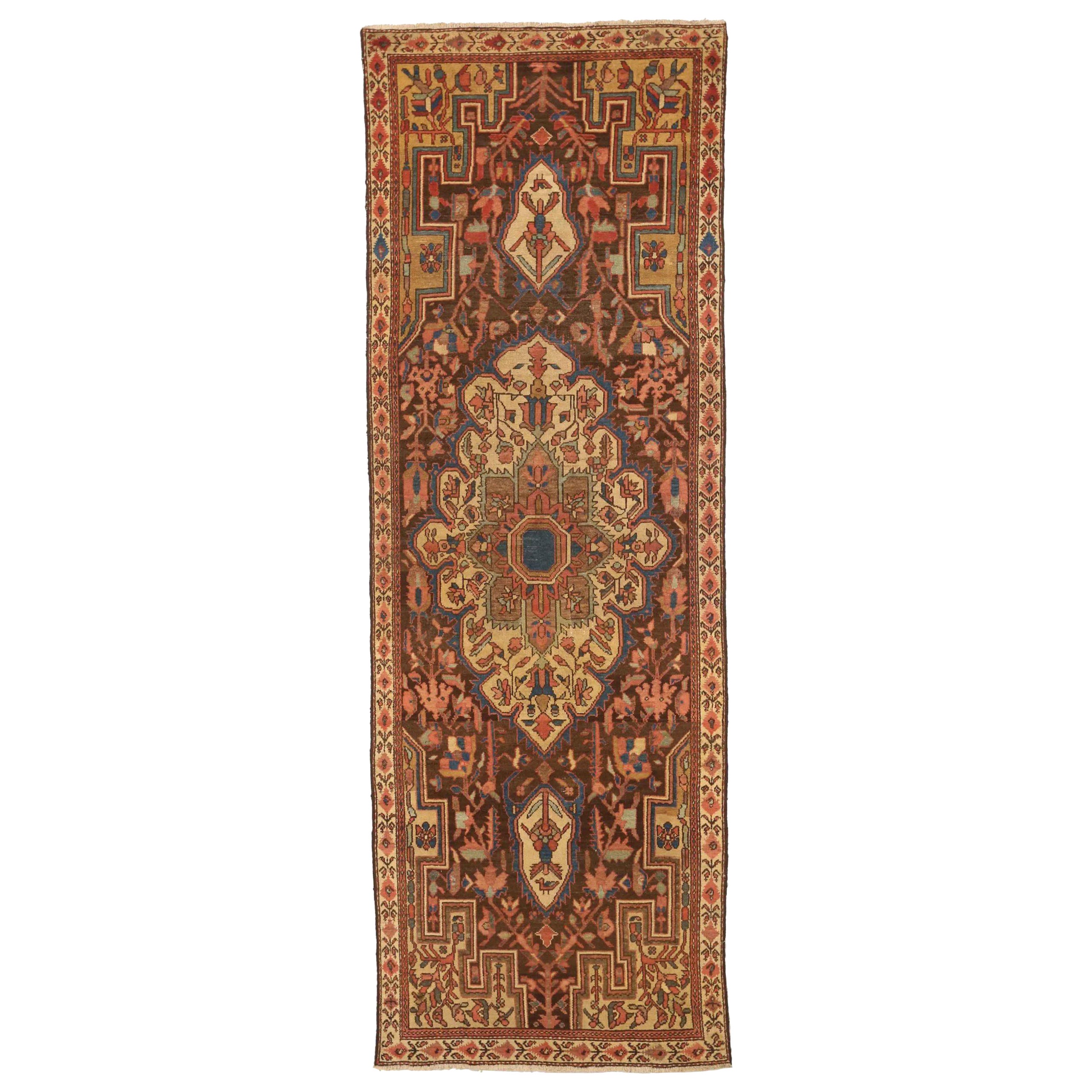 Persischer Malayer Läufer Teppich - Wolle Blau Braun Rosa Gelb 71458