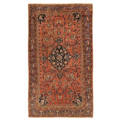Persian Hamadan Small Rug - Wool Navy Blue Red Yellow 71535
