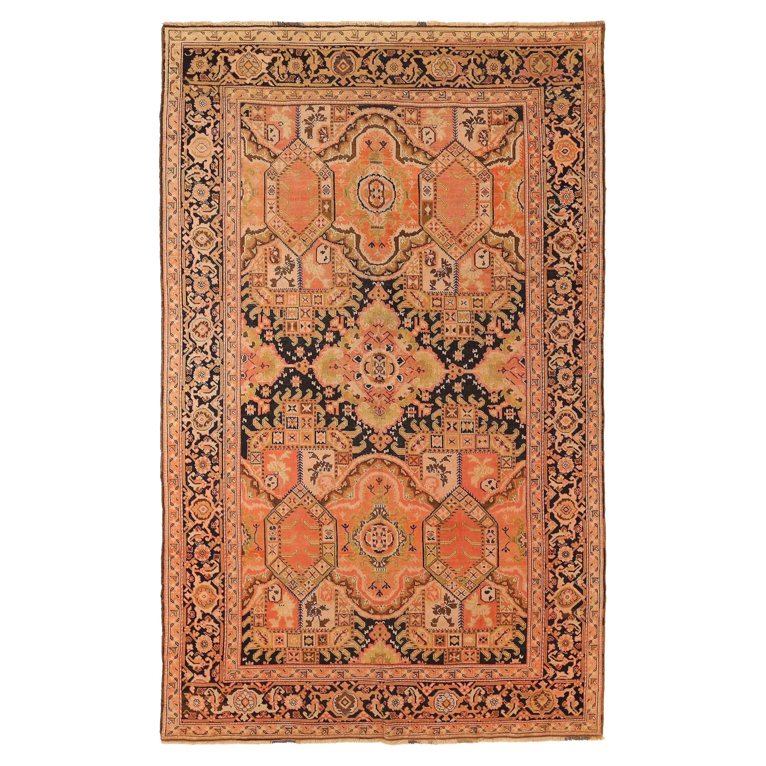 Russische Karabagh-Teppiche Circa 1910 - Wolle Schwarz Grün Rosa 71476