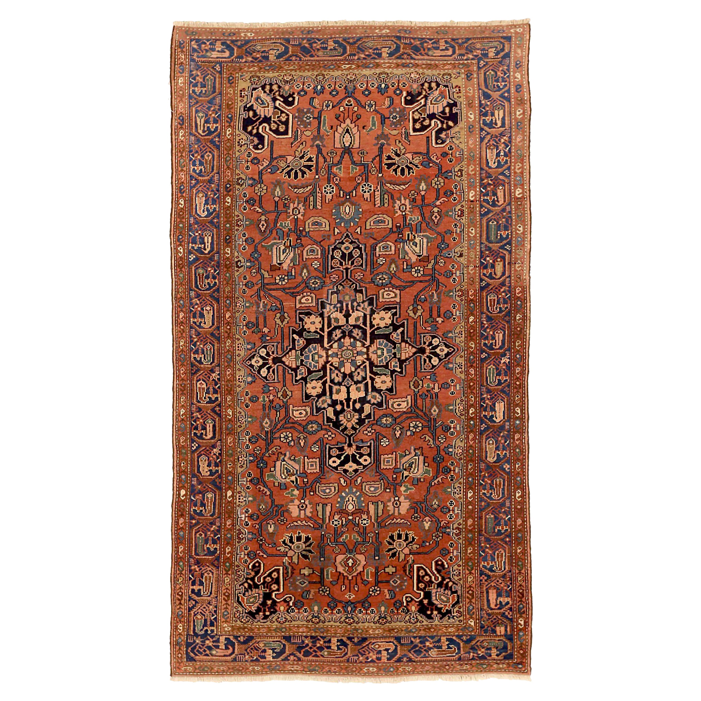 Alfombra Persa Hamadan Pequeña - Lana Azul Marfil Rojo 71537