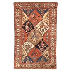 Petit tapis persan Bakhtiari - Laine ivoire bleu marine bleu rouge 71489