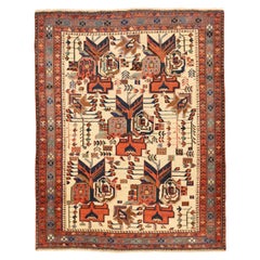 Persischer Sirjan Kleiner Teppich - Wolle Elfenbein Marineblau Rot 71561