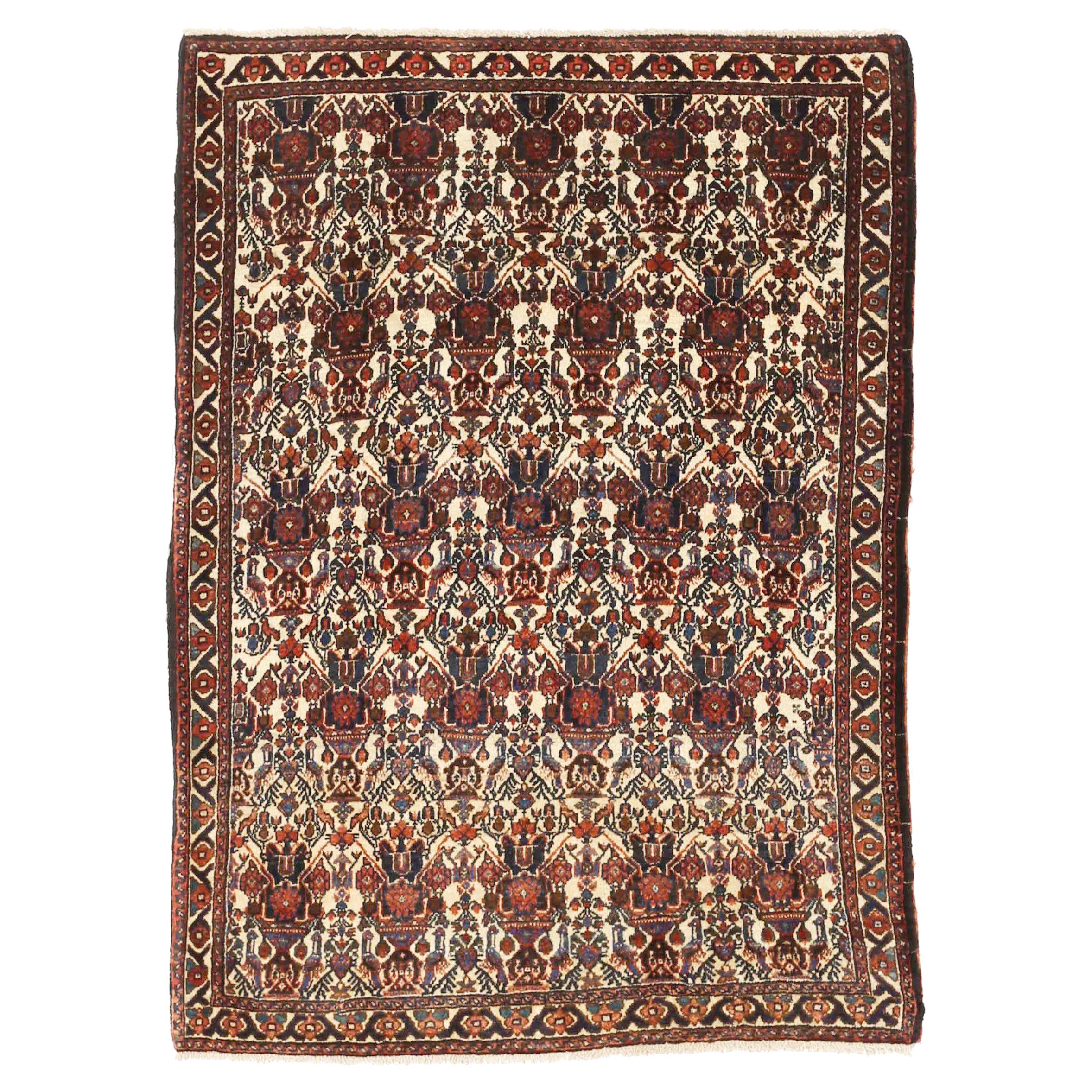 Alfombra Persa Shiraz Pequeña - Lana Azul Marfil Rojo 71562