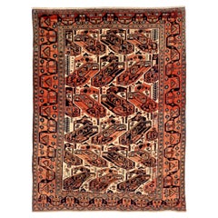 Petit tapis persan Isfahan - Laine Noir Ivoire Rouge 71563
