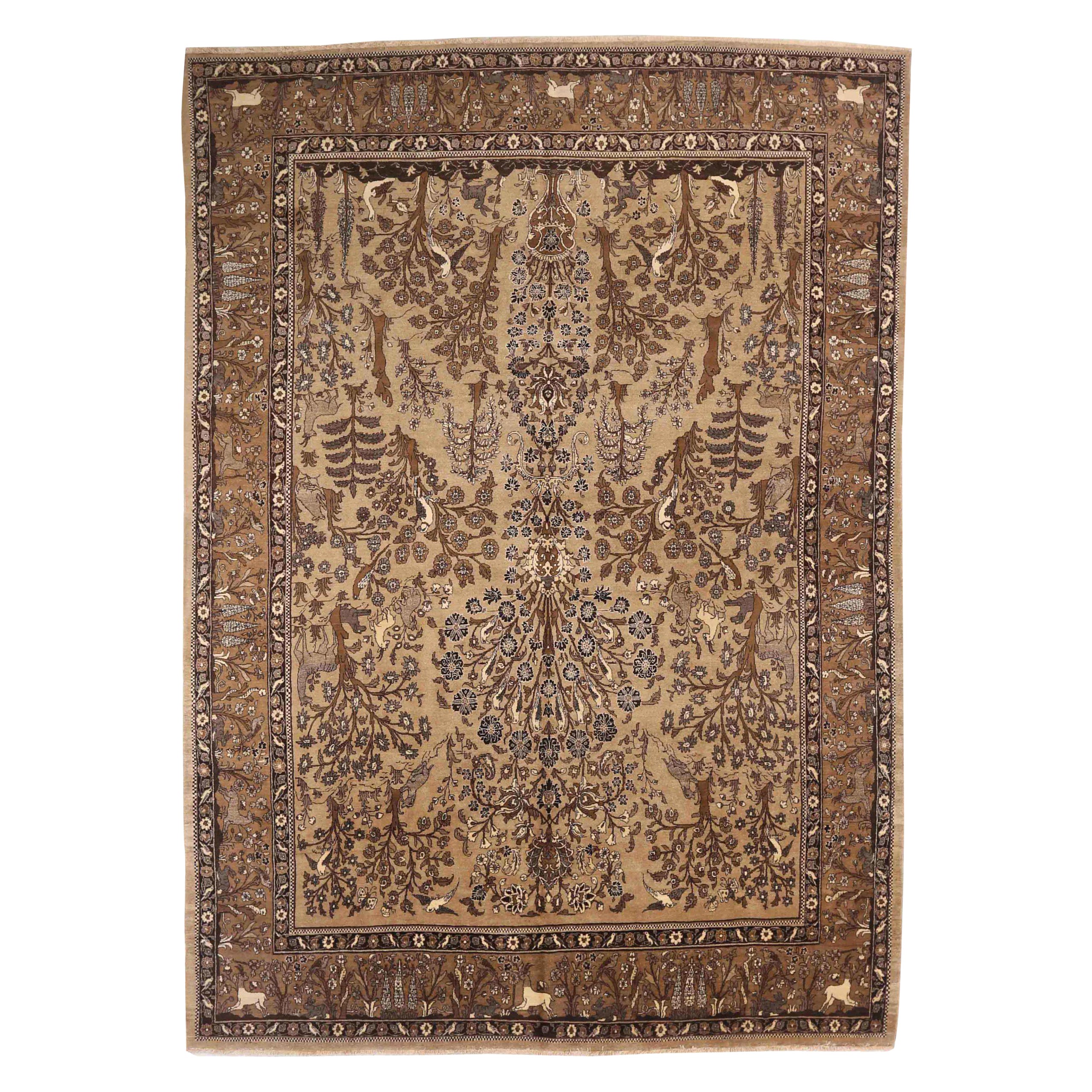 Persische Semnan Teppiche - Wolle Brown Elfenbein Taupe 71607