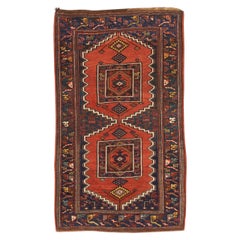 Petit tapis persan Kelardasht vers 1910 - Laine ivoire bleu marine bleu rouge 71574