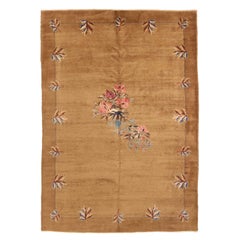 Persian Mashad Area Rugs Circa 1940 - Wool Brown Pink 71596