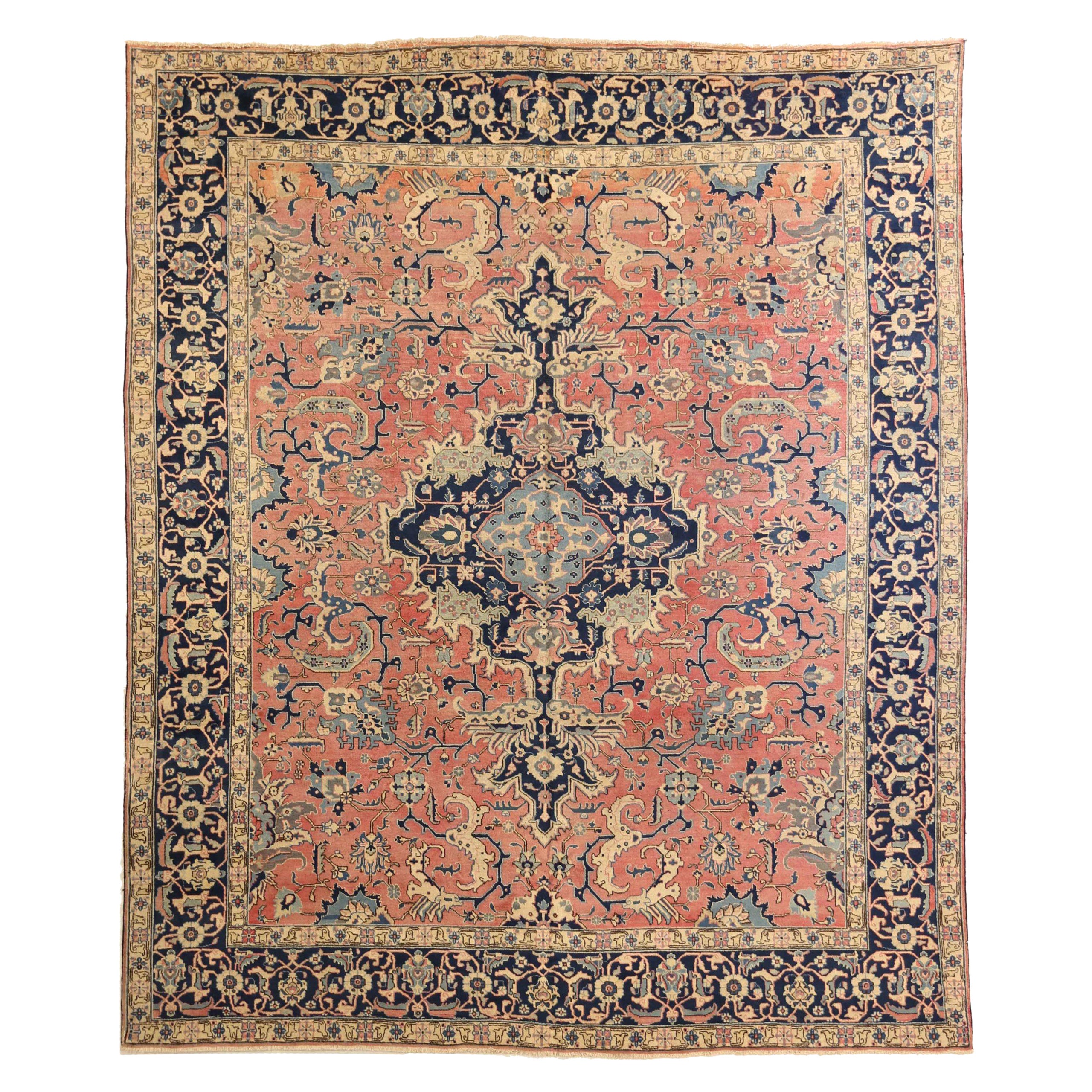Persian Tabriz Area Rugs - Wool Blue Ivory Red 71672