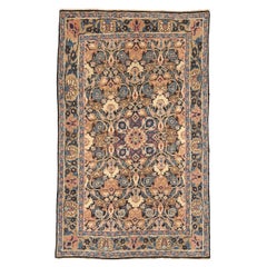 Persian Semnan Small Rug Circa 1910 - Wool Blue Brown Pink 71601