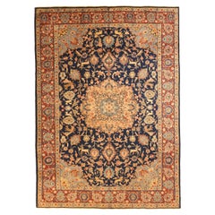 Persian Tabriz Area Rugs - Wool Navy Blue Red Yellow 71677