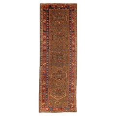 Persische Kolyai Läufer Teppich Circa 1910 - Wolle Blau Rosa Gelb 71698