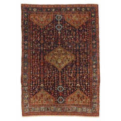 Persian Bijar Small Rug - Wool Blue Green Navy Blue Red 71715
