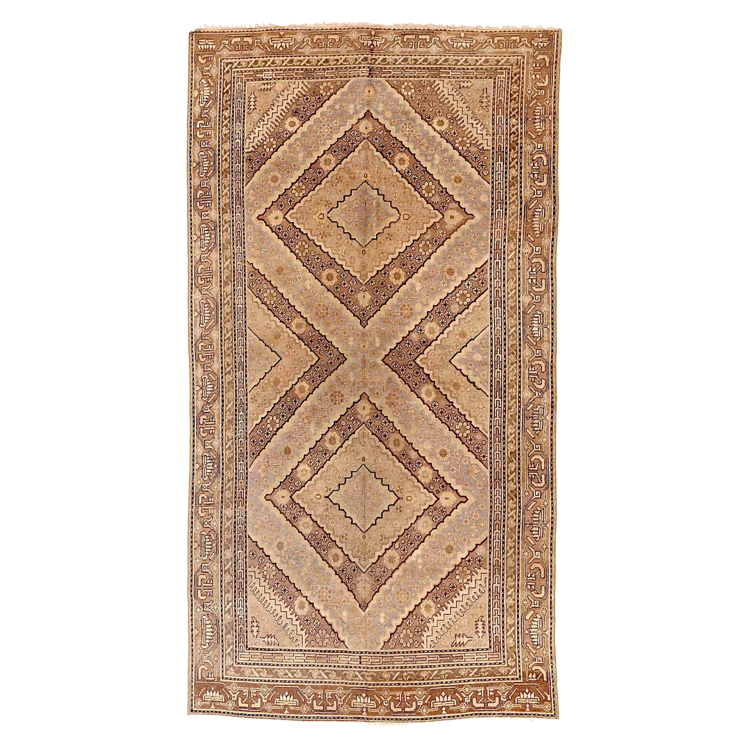 Russian Khotan Area Rugs - Wool Brown Ivory Taupe 71838