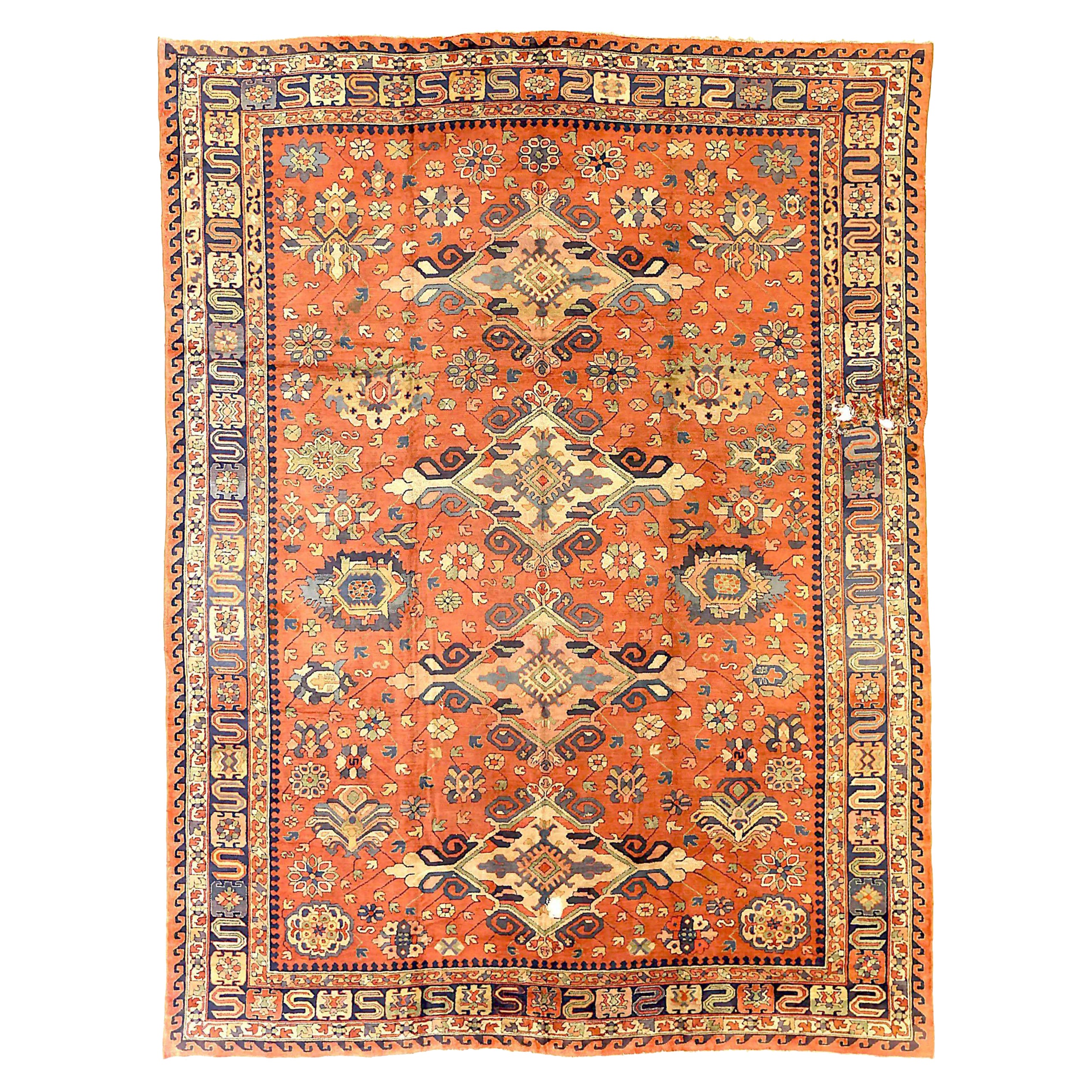 Europa Kazak Bereich Teppiche Circa 1910 - Wolle Blau Elfenbein Rot 71841