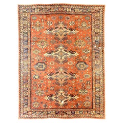 Europa Kazak Bereich Teppiche Circa 1910 - Wolle Blau Elfenbein Rot 71841