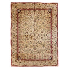 Russian Tabriz Area Rugs Circa 1910 - Wool Ivory Red Yellow 71844