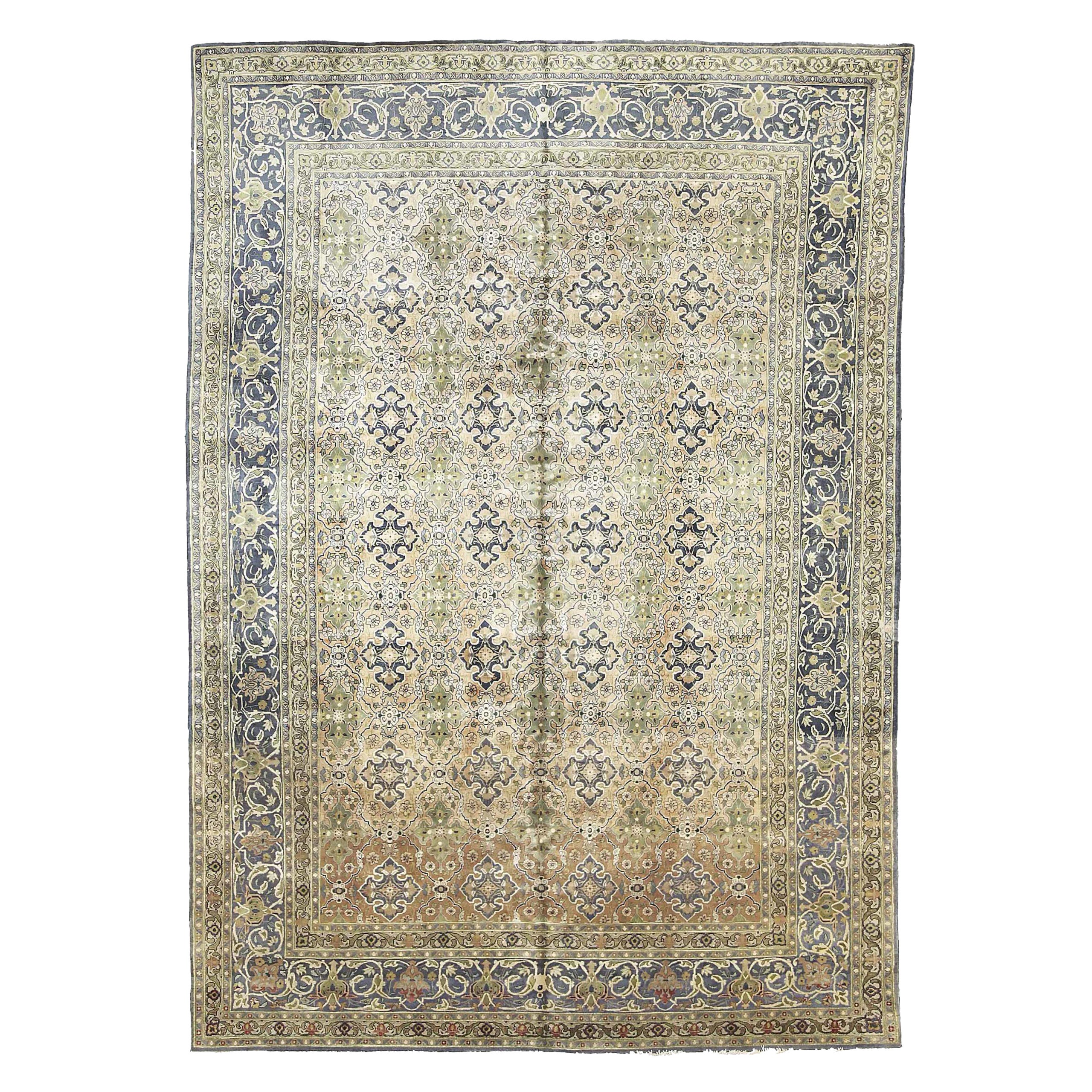 Tappeti persiani Tabriz - Lana Blu Verde Avorio 71890