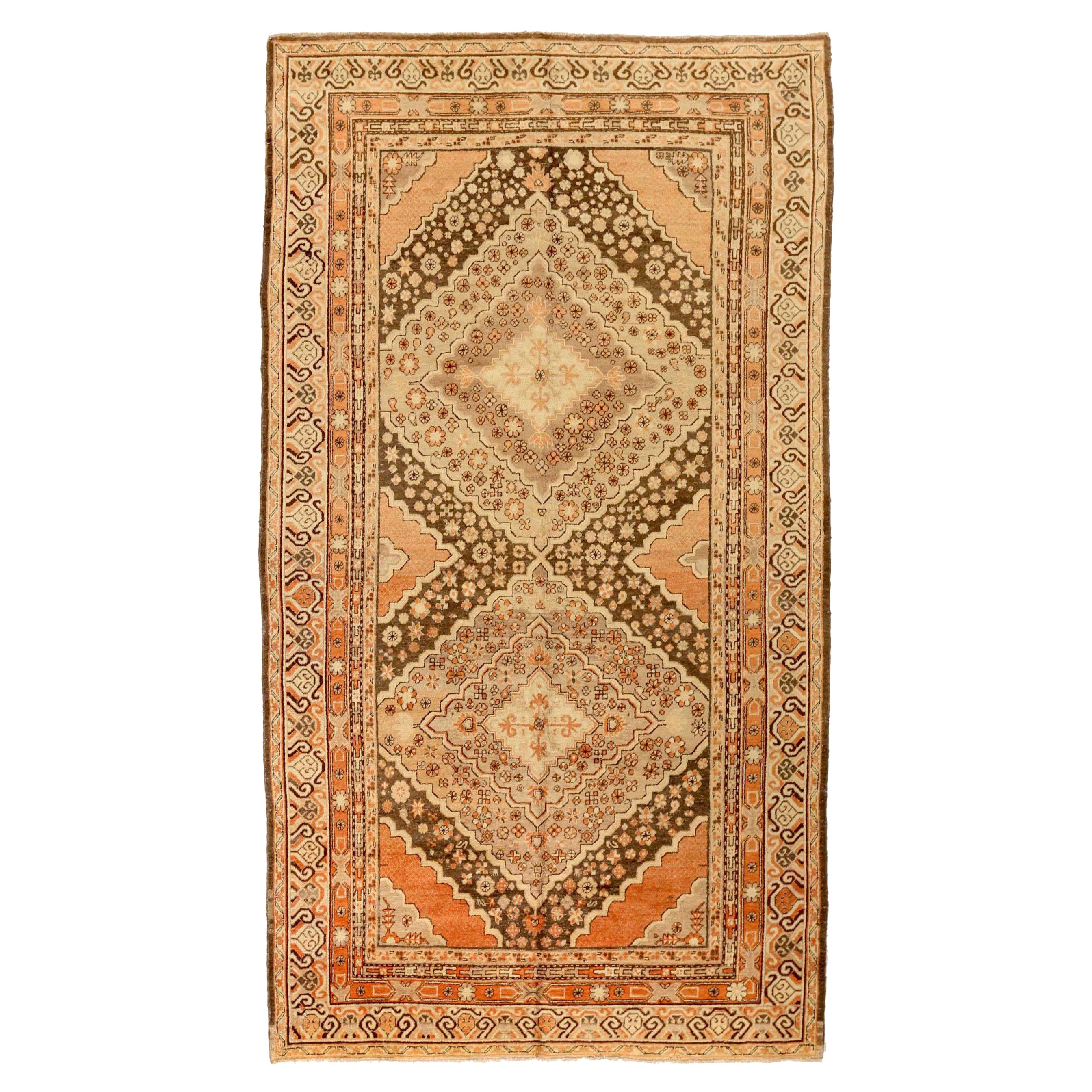 Tapis russe Khotan Circa 1910 - Laine Brown Ivoire Orange 71851