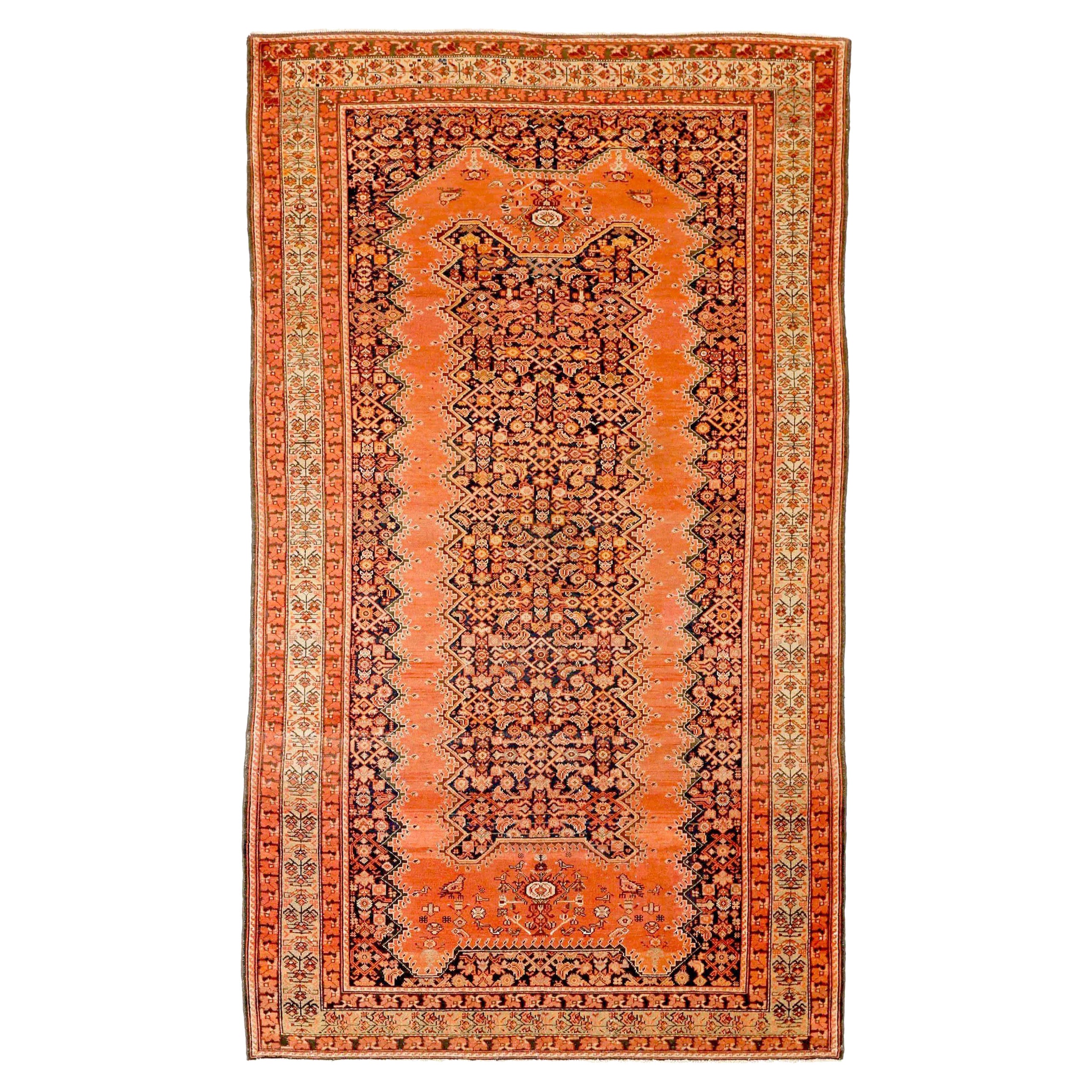 Persische Malayer-Teppiche - Wolle Schwarz Elfenbein Orange 71906