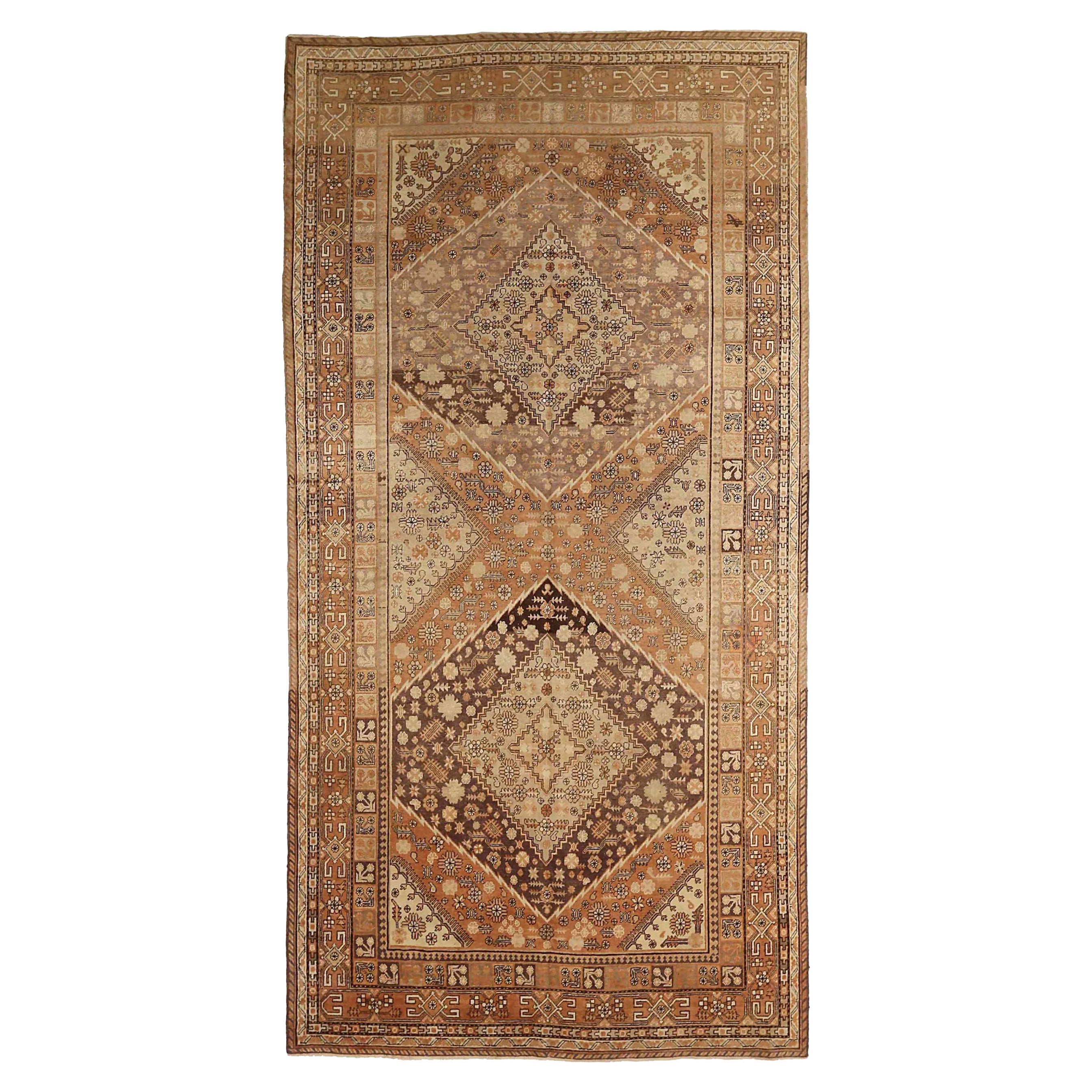 Russian Khotan Area Rugs - Wool Brown Ivory Orange 71863