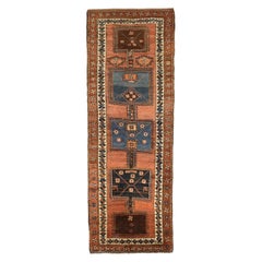 Russian Kazak Runner Rug - Wool Blue Ivory Red 71920