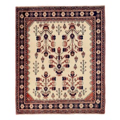 Persischer Sirjan-Teppich Circa 1910 - Wolle Schwarz Elfenbein Rot 71921