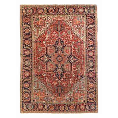 Alfombras Persas Serapi Circa 1910 - Lana Azul Marfil Rojo 71978