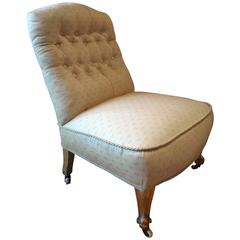 Antique Salon Armchair Button-Back Armchair 19th Century Victorian Walnut