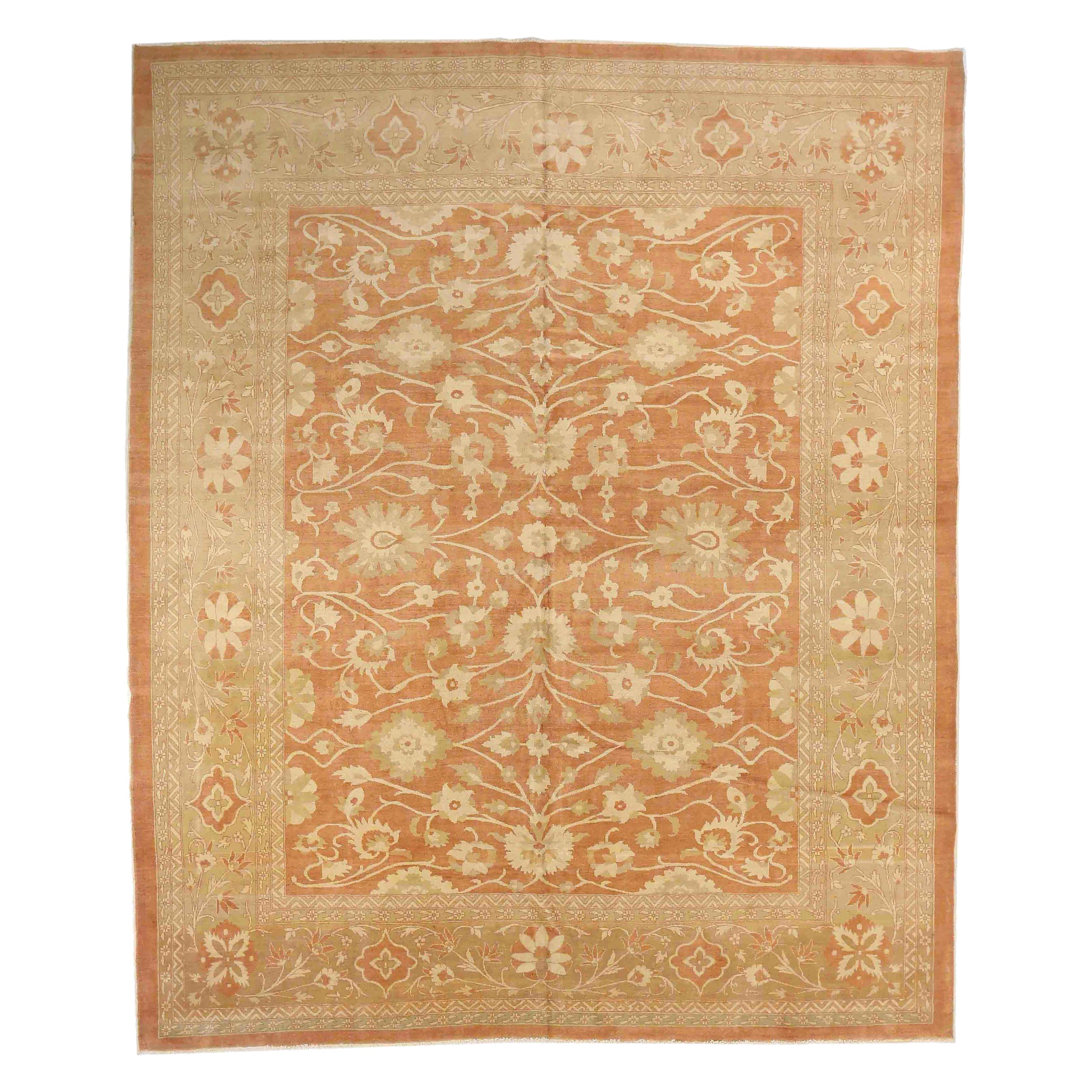 Tapis persans de Tabriz - Laine vert ivoire rouge 71966