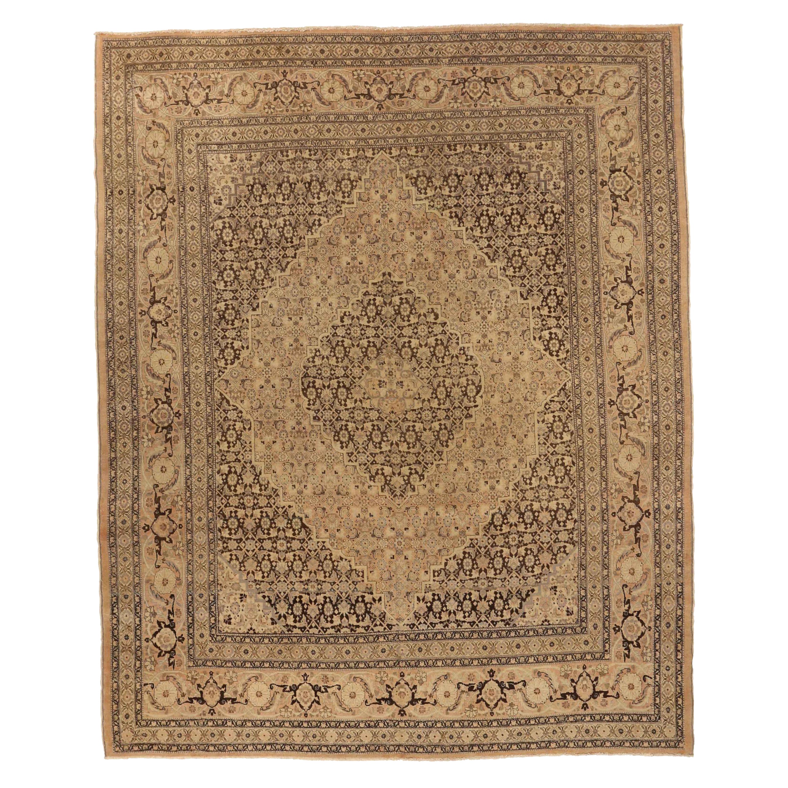Persische Täbriz Bereich Teppiche CIRCA 1910 - Wolle Brown Elfenbein 72153