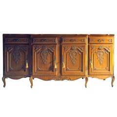 French Vintage Style Sideboard Credenza Golden Oak Buffet Cupboard Dresser