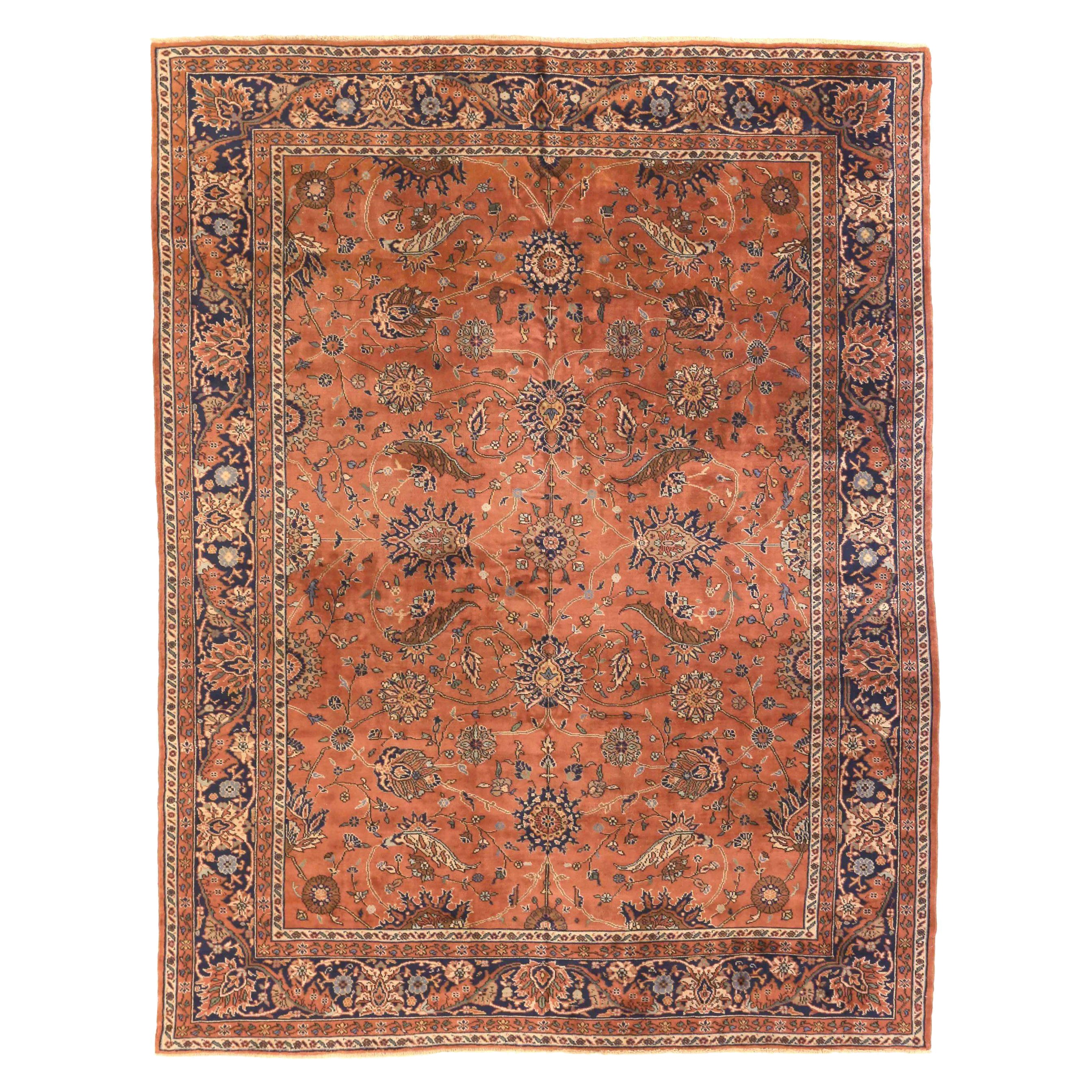 Tappeti russi Tabriz Circa 1910 - Lana Avorio Blu Navy Rosa 72112