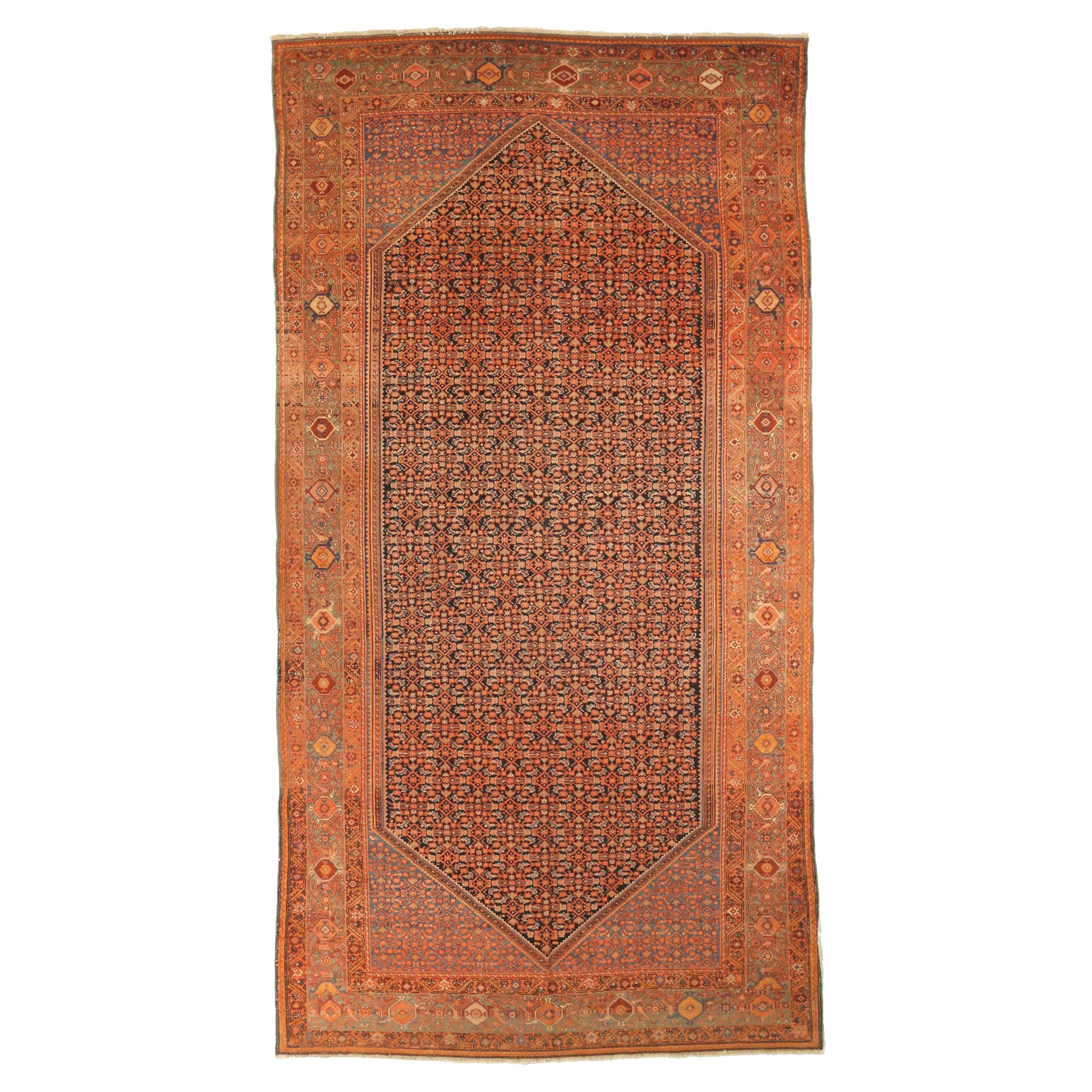 Persische Malayer-Teppiche Circa 1880 - Wolle Grün Marineblau Rot 72114
