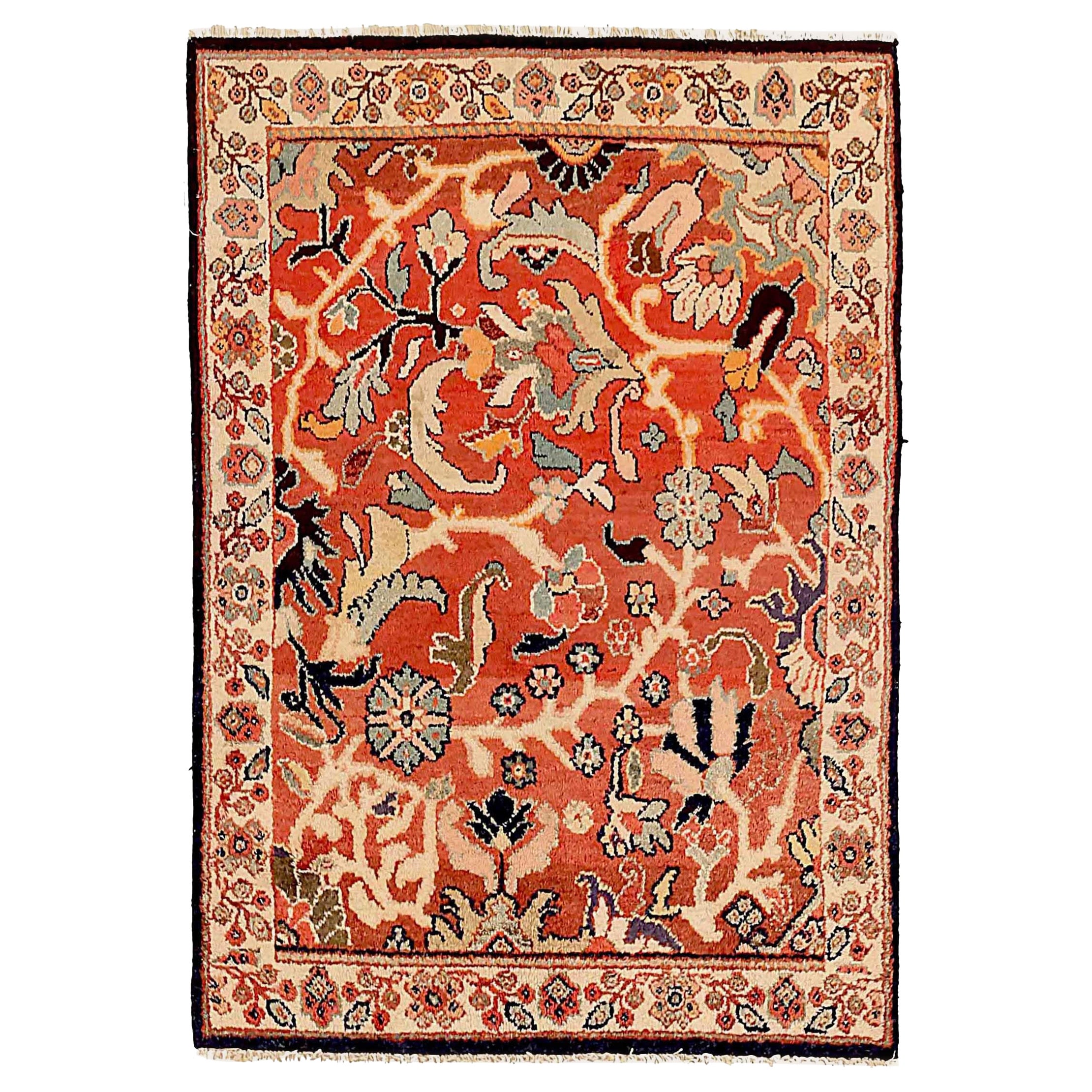 Tappeto Persiano Mahal Piccolo - Lana Avorio Rosso 72175