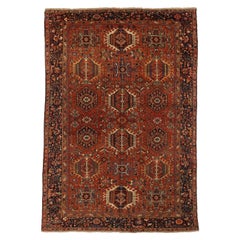 Persische Karajeh-Teppiche Circa 1910 - Wolle Elfenbein Marineblau Blau Rot 72152