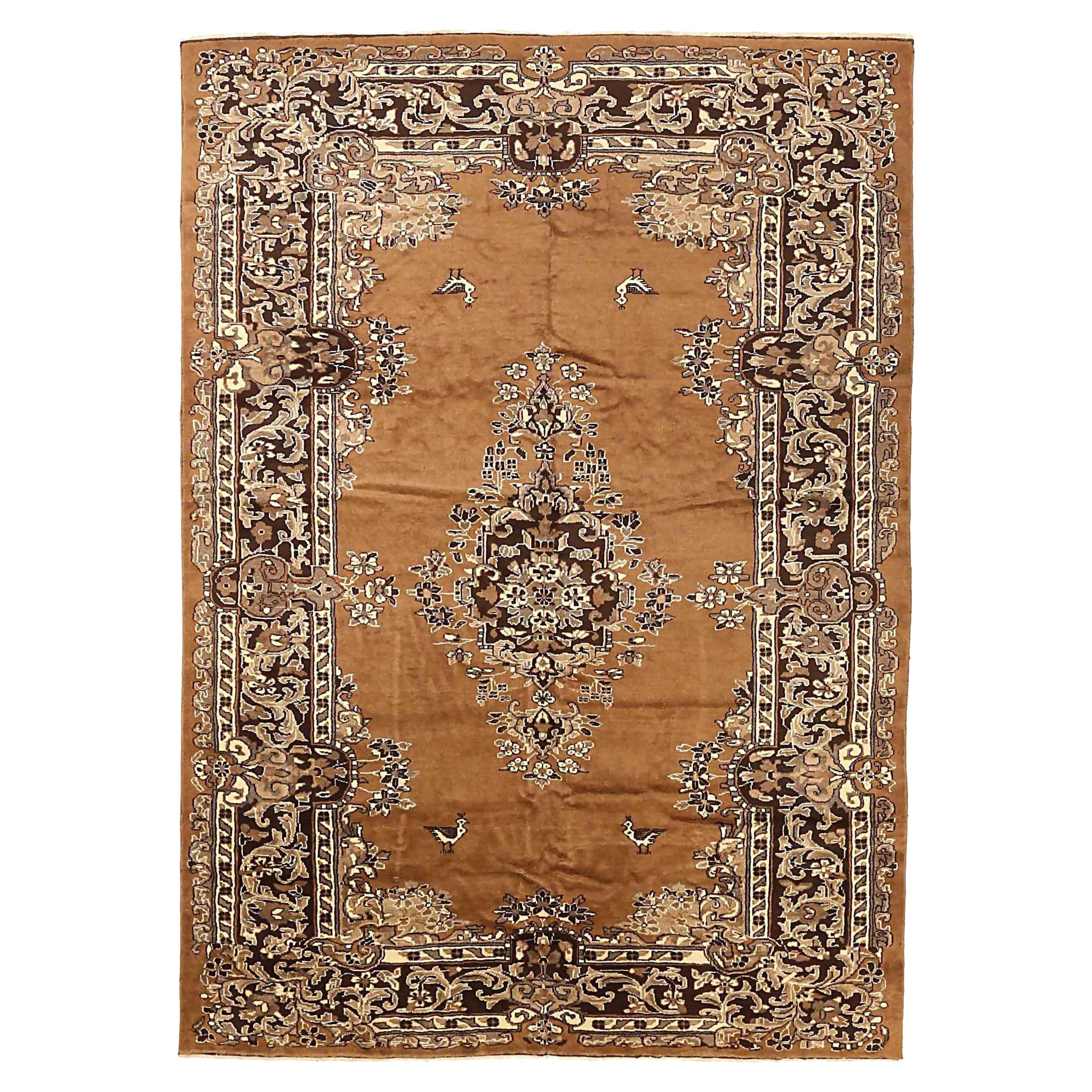 Tapis persan Mashad - Laine Brown Ivoire 72204