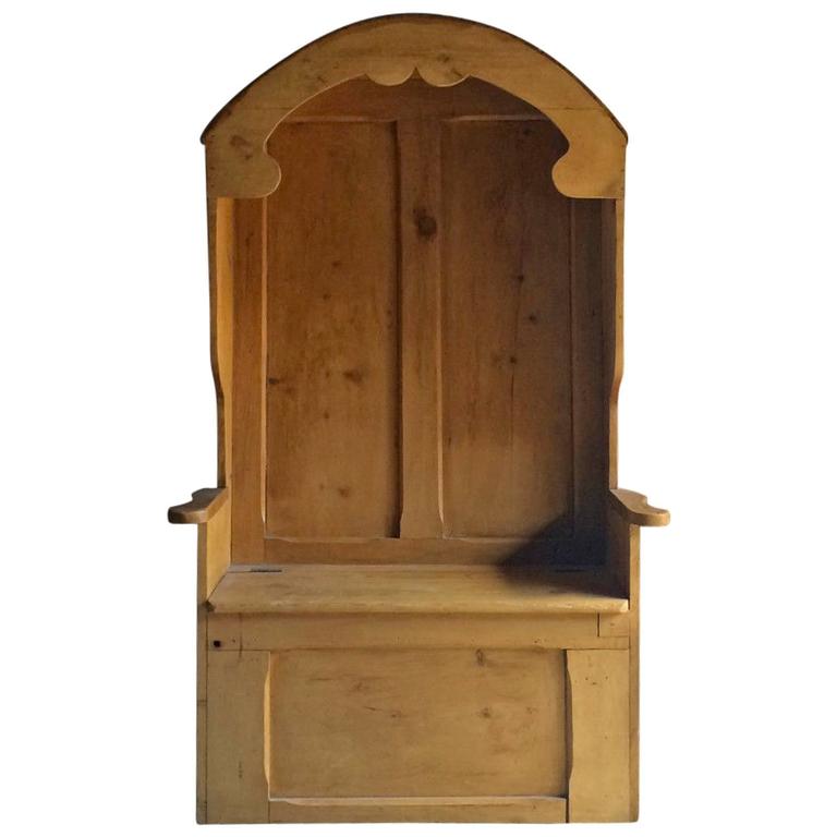Antique Style Box Settle Pew Solid Pine Shabby Chic Monks Bench At