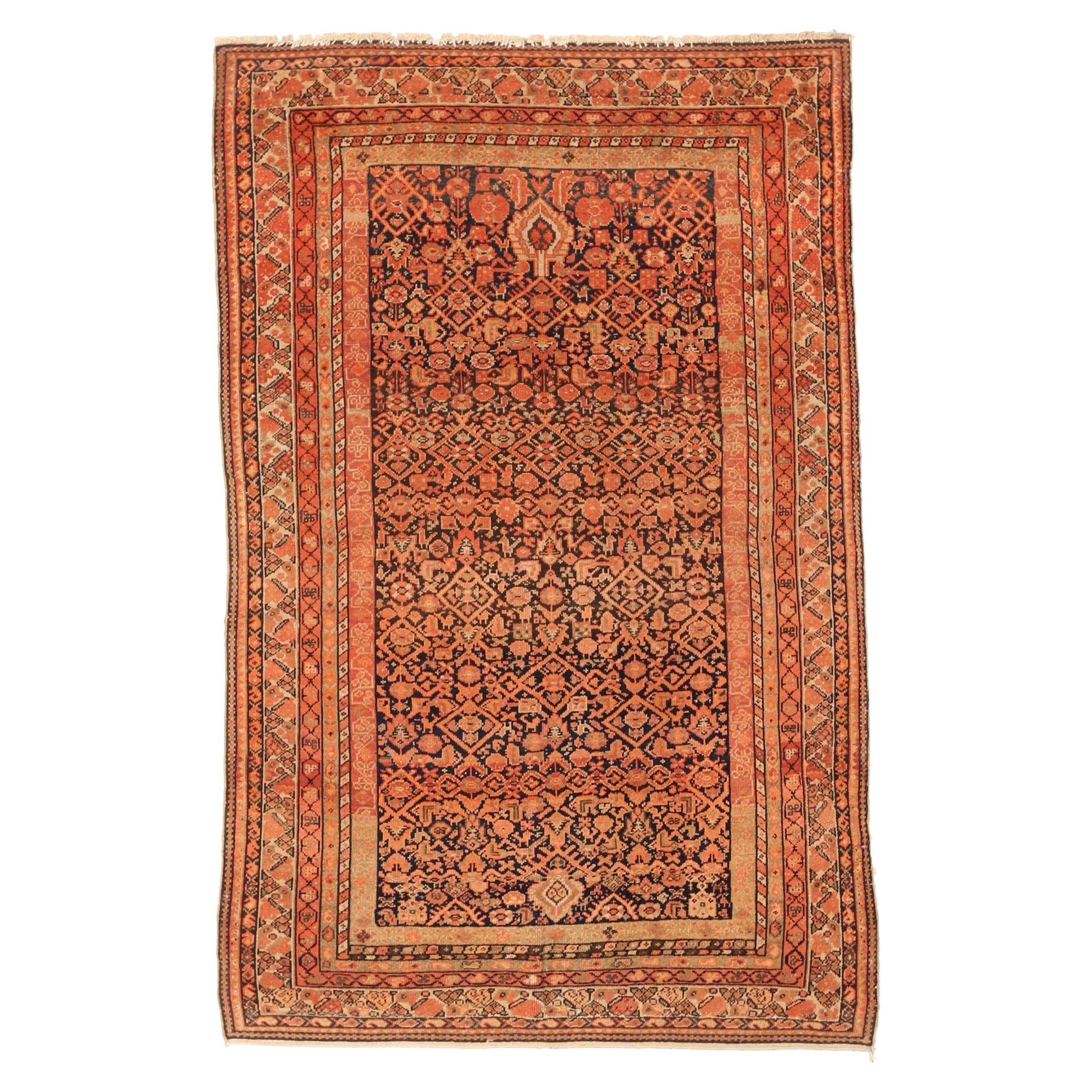 Persischer Malayer Kleiner Teppich - Wolle Braun Rosa Gelb 72219