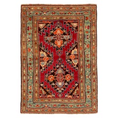 Russischer Gharebagh Kleiner Teppich CIRCA 1910 - Wolle Braun Grün Rot 72255