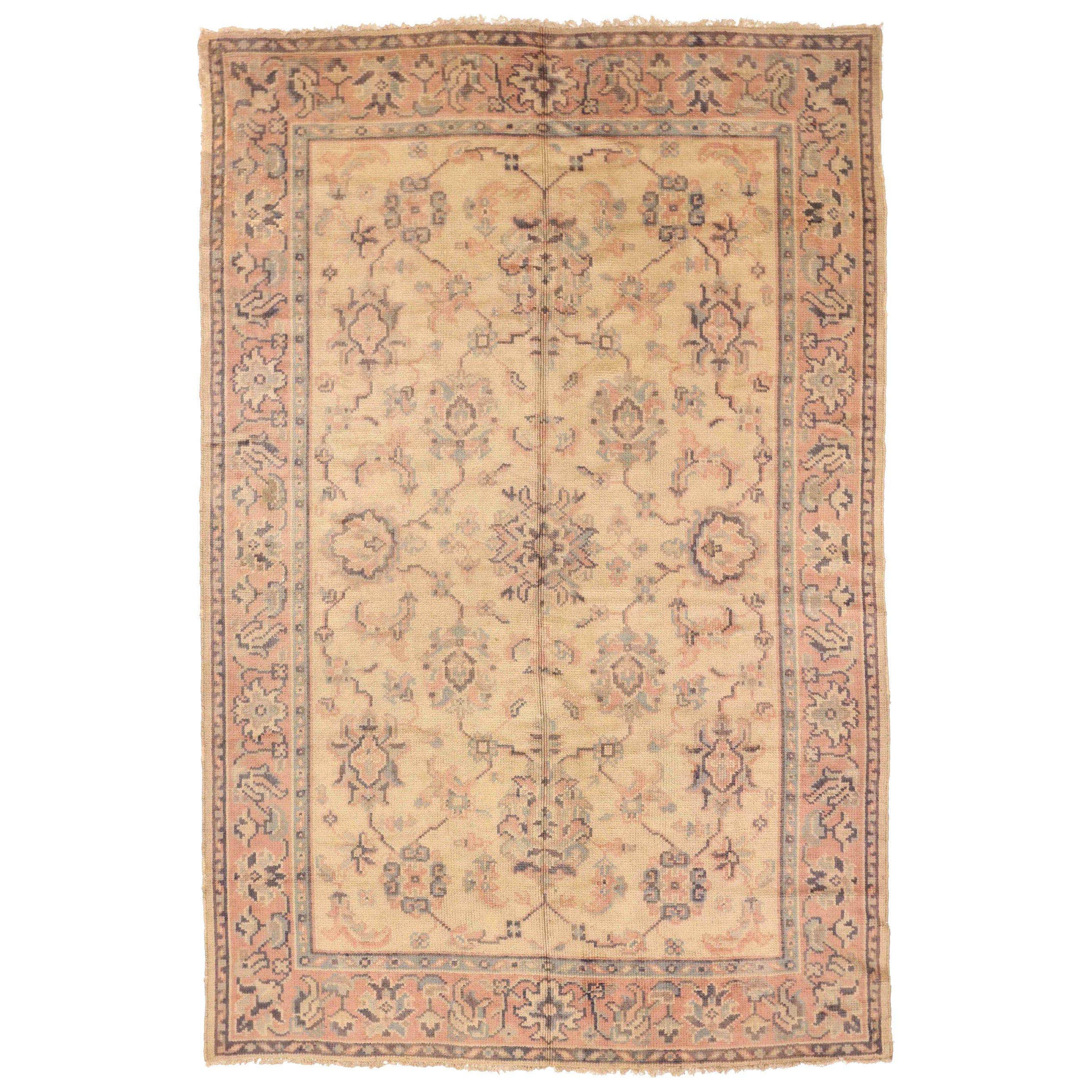 Tappeti dell'Afghanistan Oushak Circa 1940 - Lana Marrone Avorio Rosa 72358