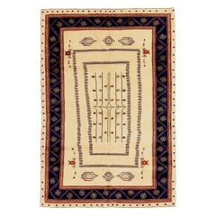 Tapis persan Gabbeh Circa 1910 - Laine Noir Ivoire Rouge 72325